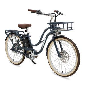 Side view of the eBike Murf Gigi 2.0 in a neutral setting, showcasing its step-through frame, wide tires, and modern design.