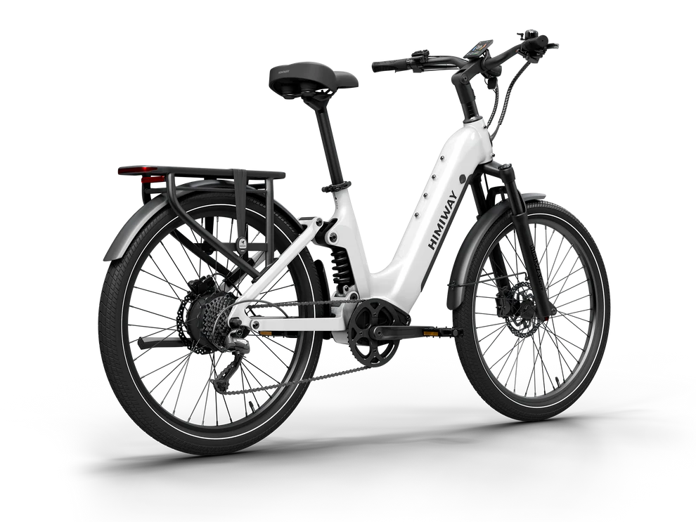 White Himiway A7 eBike side view, showcasing frame design and features