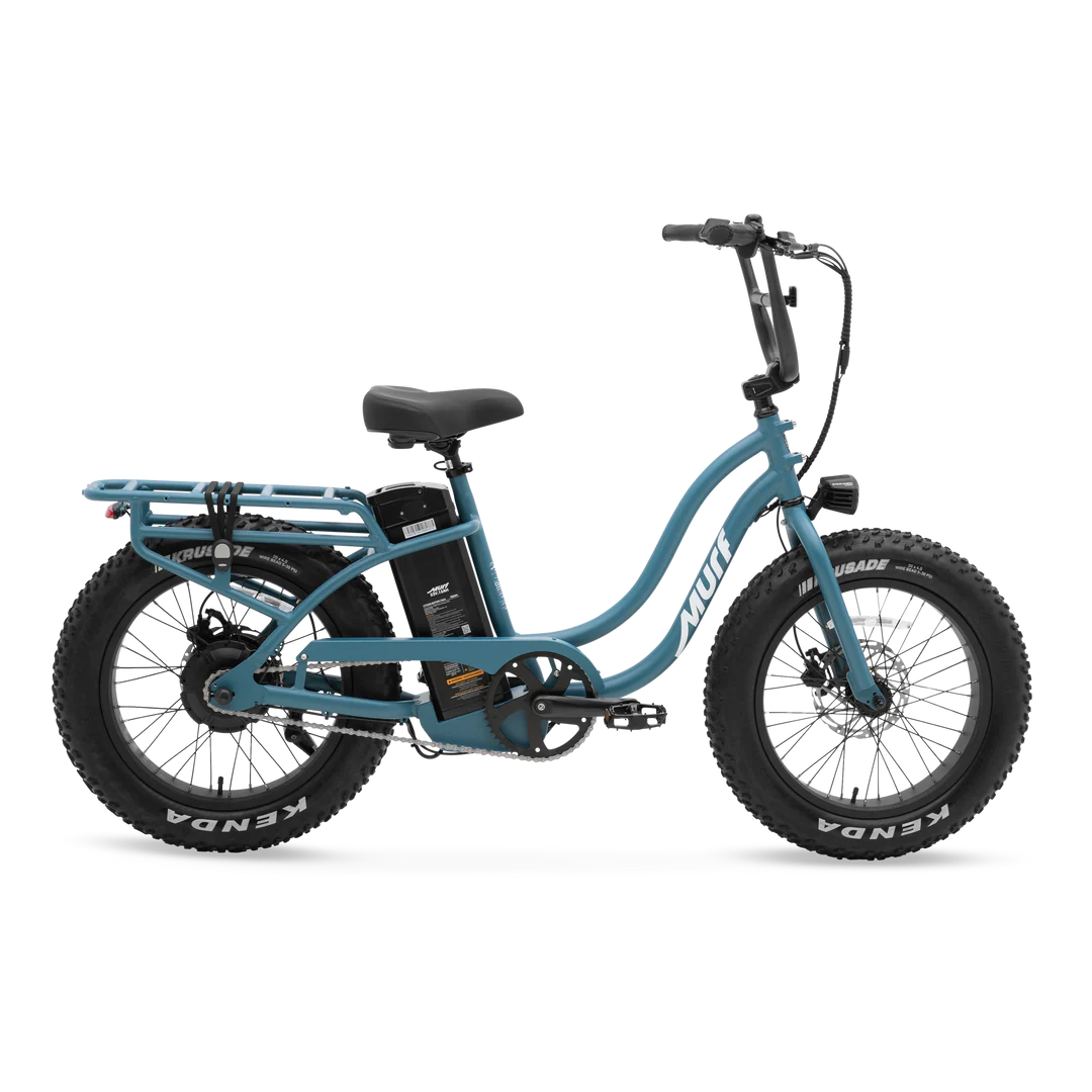 Electric bike Murf Higgs ST in denim color, side view, against a plain background
