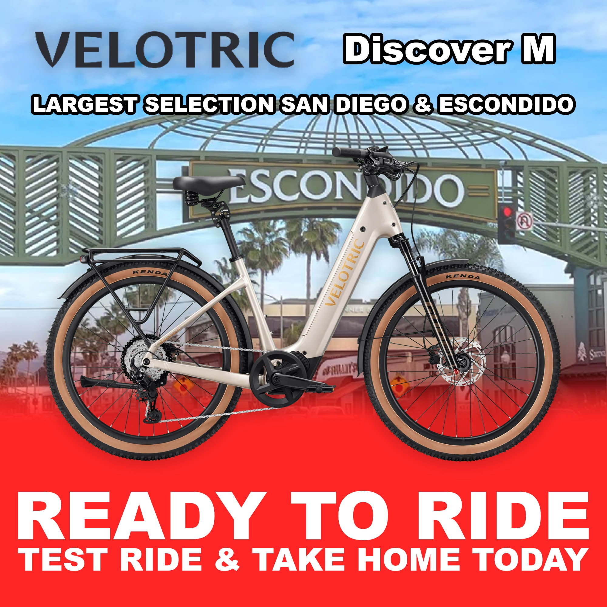 Platinum silver Velotric Discover M eBike in large size, shown fully assembled and ready to ride, side view against a plain background.