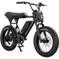 Side view of the Macfox X2 eBike with a single battery, shown without fenders, highlighting its rugged frame and off-road tires.
