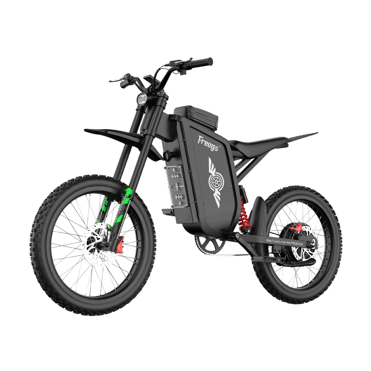 eMOTO Freego X3 electric scooter in black, side view, displayed on a white background