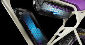 Electric bike Macfox X1S in collaboration with Bs.zay, side view, black frame, thick tires, modern urban design, photographed outdoors.