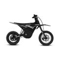 Black eMOTO Strike Shadow 48V electric motorcycle, side view, product image for pre-order, available mid May 2026