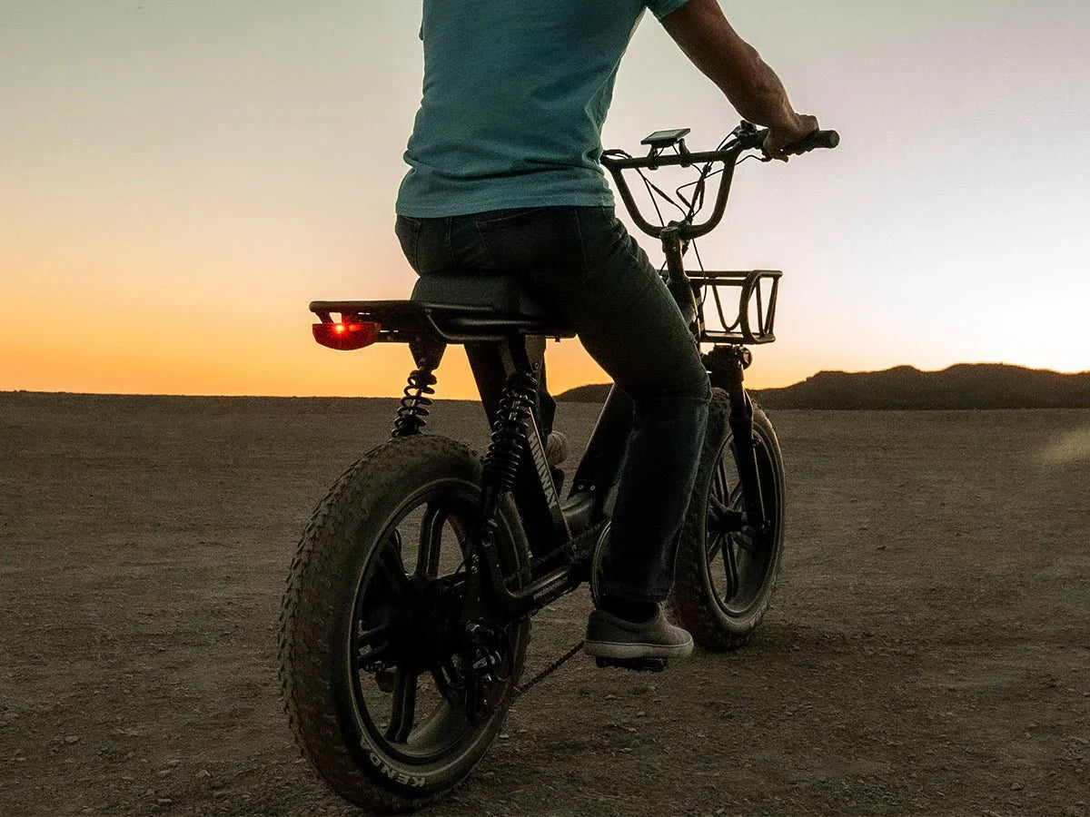 Himiway Escape Pro 750W step-thru e-moto style electric bike with 20x4 fat tires, shown in side profile.
