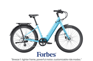 Velotric Breeze 1 eBike in Ocean Mist color, side view, against a plain background
