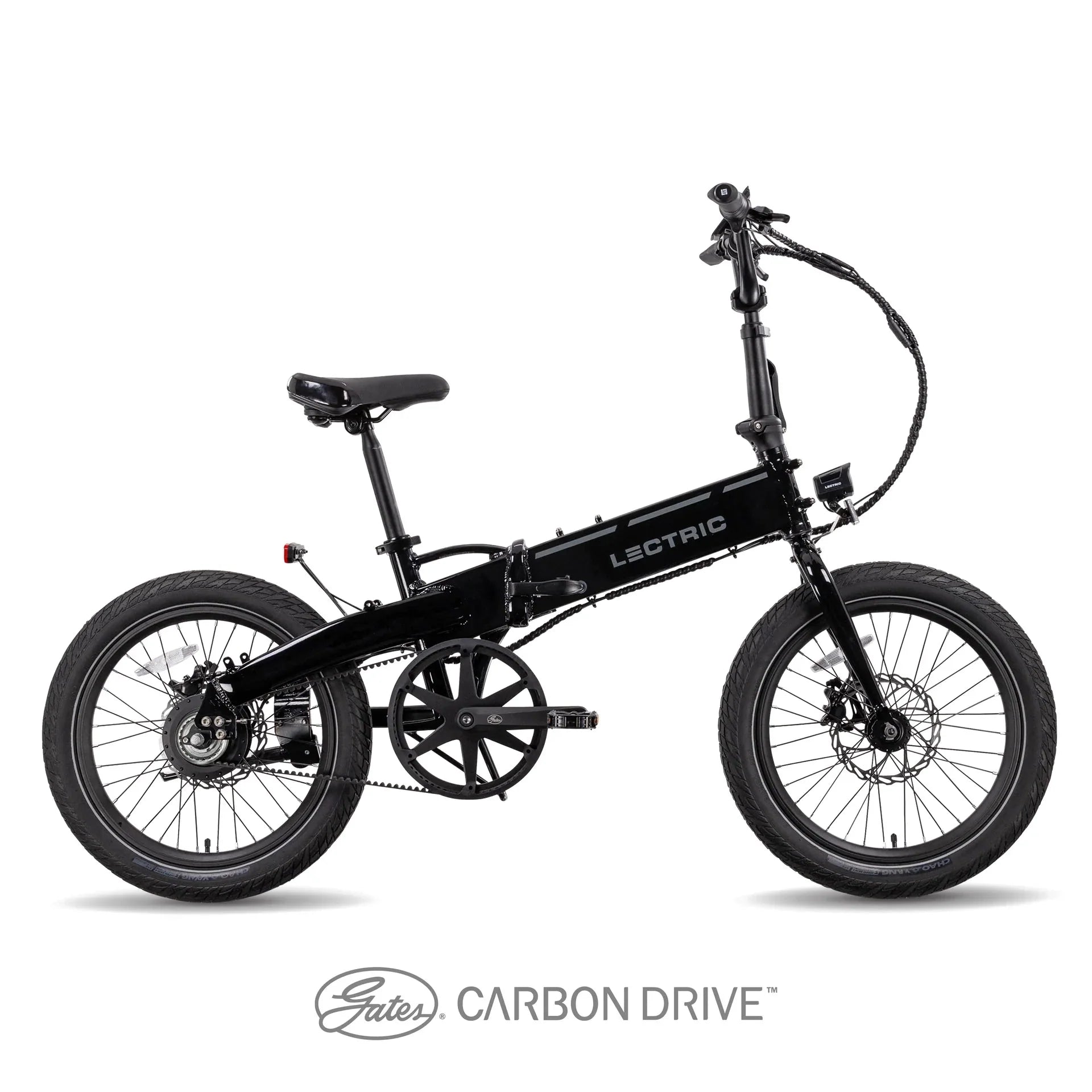 Lectric XP Lite 2.0 folding fat tire eBike with JW Gates Carbon Drive, 300W motor, displayed in store