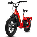 A black CYKE Collie Cargo electric cargo eBike with 48v 750w motor and mini fat tires, shown from the side with rear cargo rack and sturdy frame.