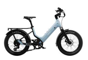 Urtopia Carbon Joy Ultra eBike in Glacier Blue, side view, showcasing sleek carbon frame and modern design