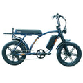 Blue Kasen Kabbit PLUS eBike side view, showing step-through frame, black wheels, and rear cargo rack.