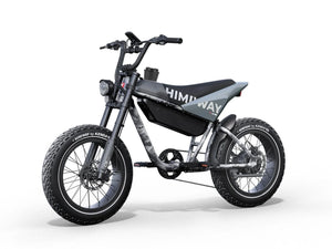 Himiway C5 Ultra electric motorcycle in Ink Gray color, side view, studio background