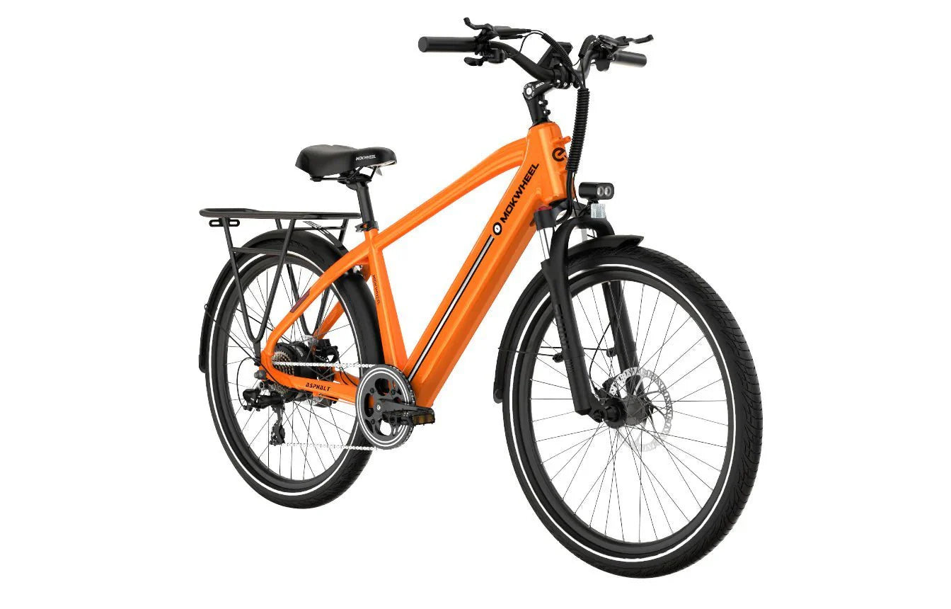 MOKWHEEL Asphalt 500W Step Over eBike, 27.5x2.4 urban electric beach cruiser, side view, black frame, product image