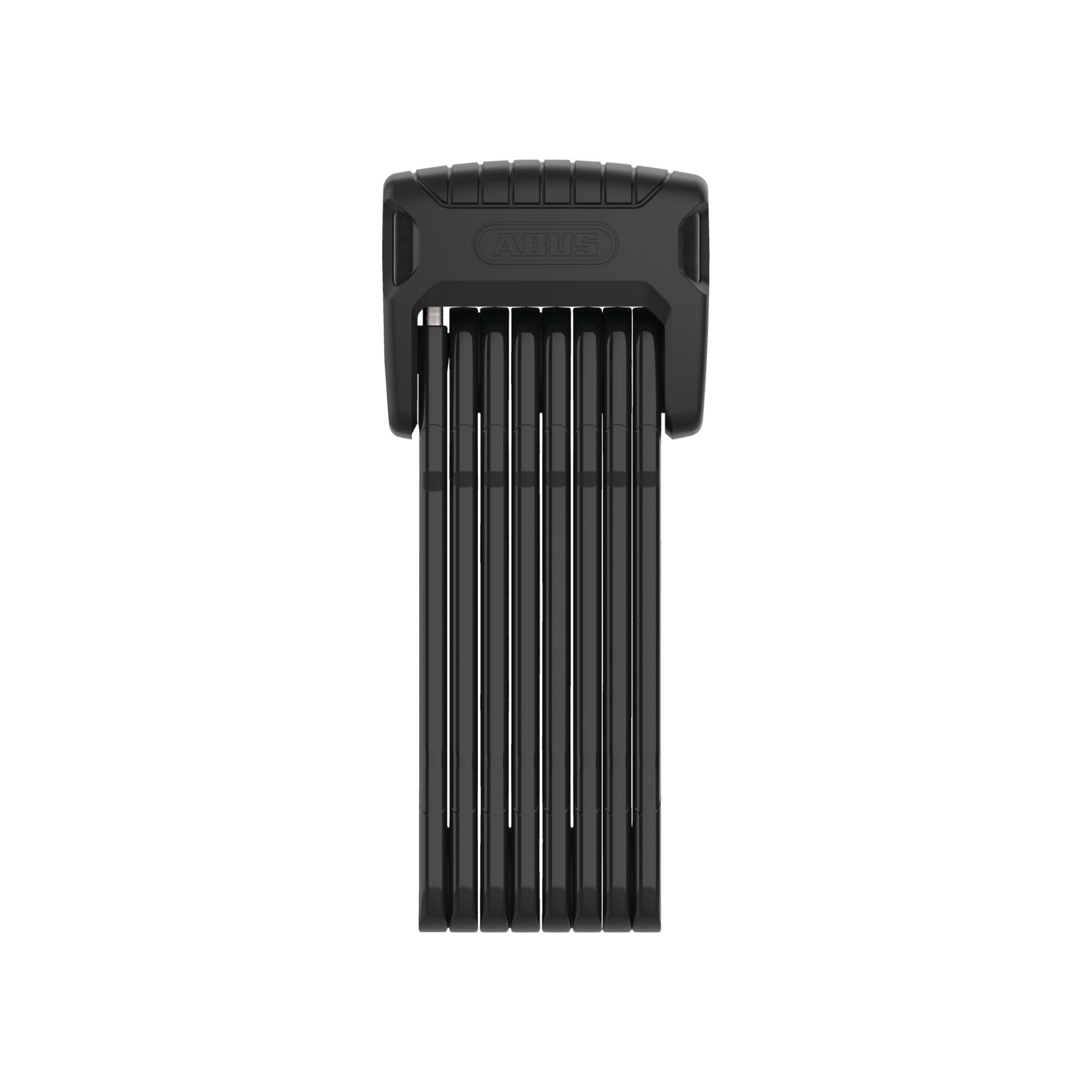 A close-up image of the Abus Bordo Granit 6500K eBike lock, displayed in-store, showing its sturdy black folding design and secure locking mechanism.