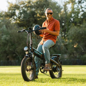 Lectric XP 3.0 long-range 500W fat tire folding eBike, black, displayed in store