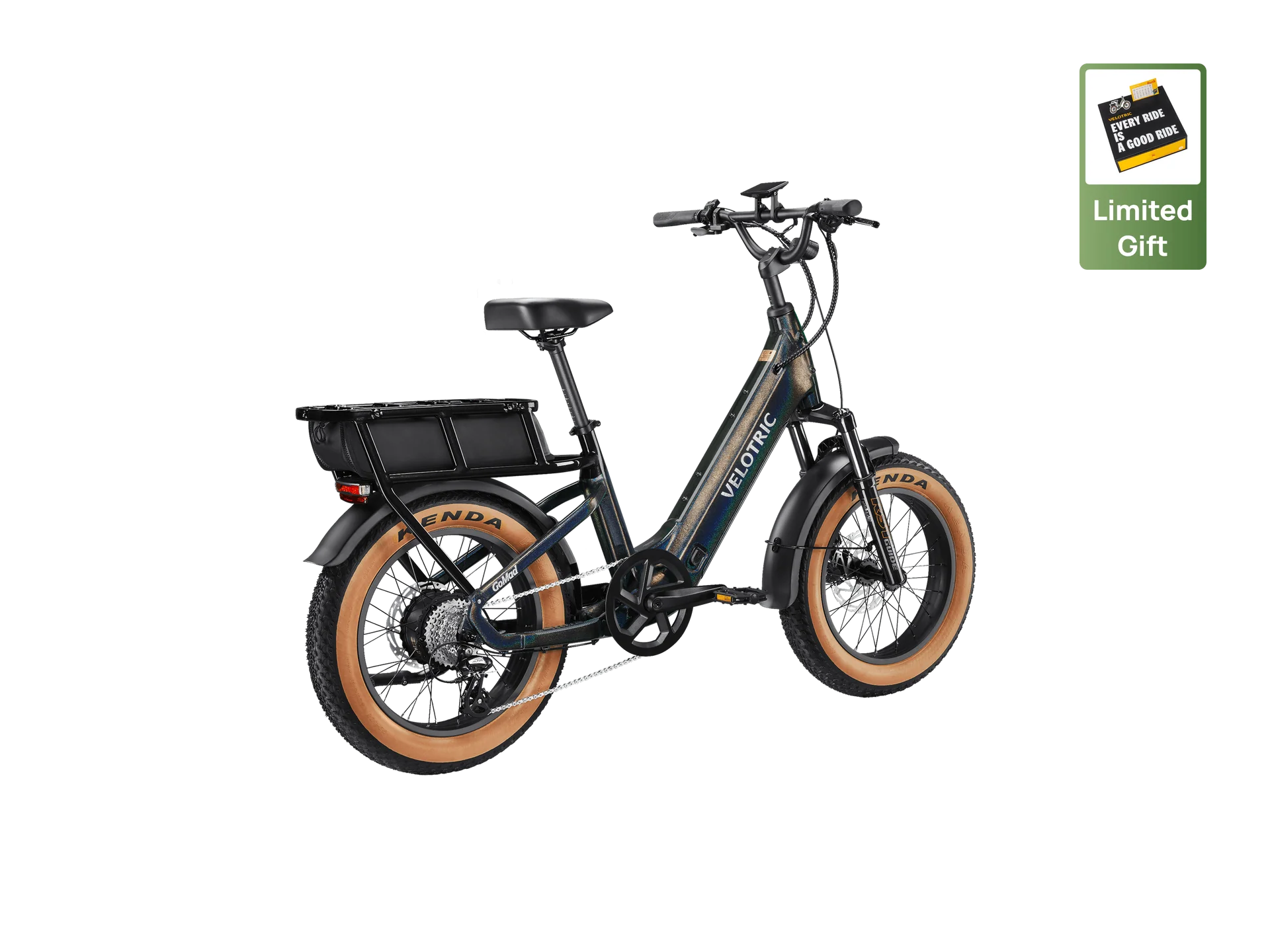 Obsidian black Velotric GoMad eBike side view, showcasing sturdy frame, thick tires, and modern design.