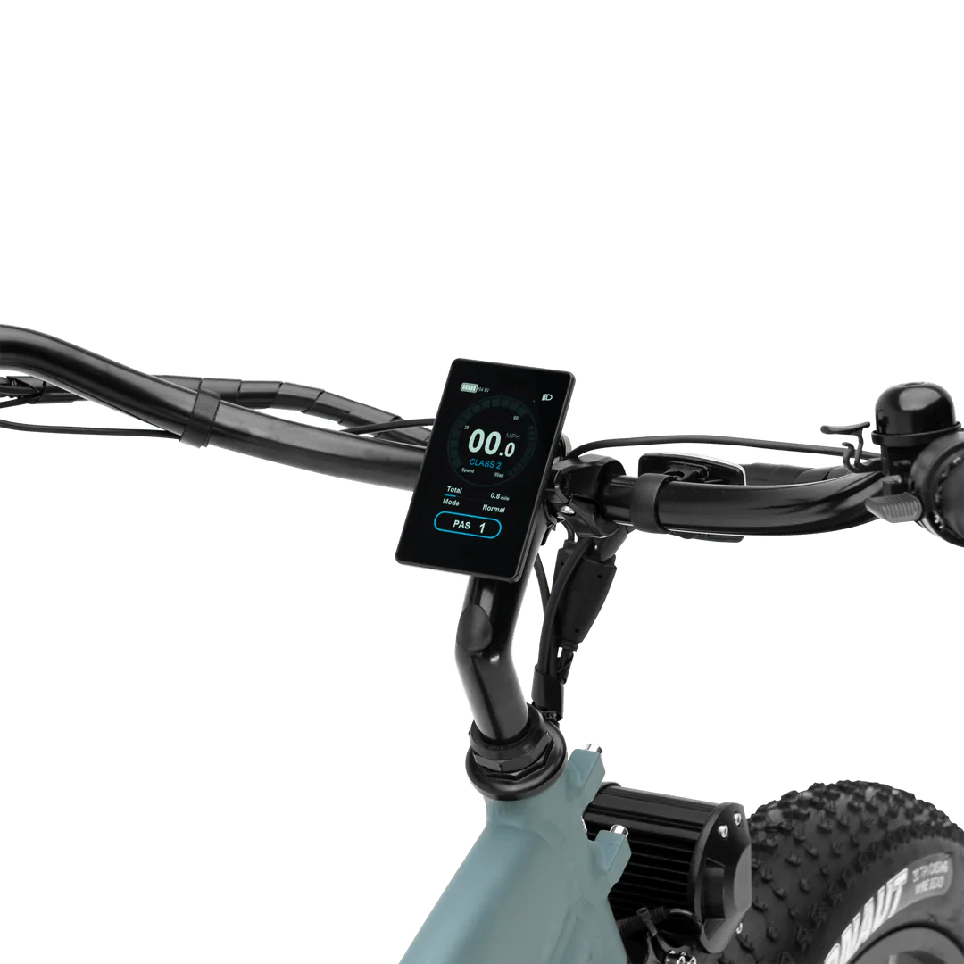 Black Alpha Murf fat tire electric beach cruiser eBike with 52v 750w motor, side view, product image