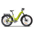 Green KASEN Ranger ST 1000W step-thru electric bike with 26x4 fat tires, designed as a beach cruiser eBike.