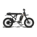 Super73 R Adventure Core eMOTO eBike in Sandstorm color, shown packaged inside its shipping box