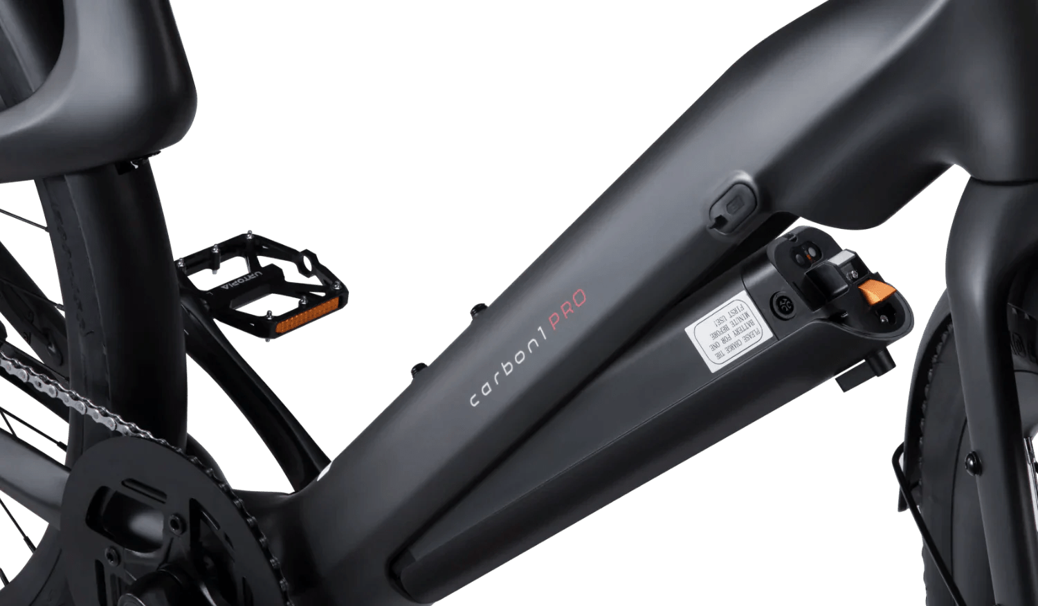Urtopia Carbon1 Pro eBike in matte black, shown in its box with packaging, product image.