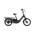 Aventon Abound LR electric cargo bike in Matte Stealth color, side view, showcasing rear cargo rack and step-through frame design.