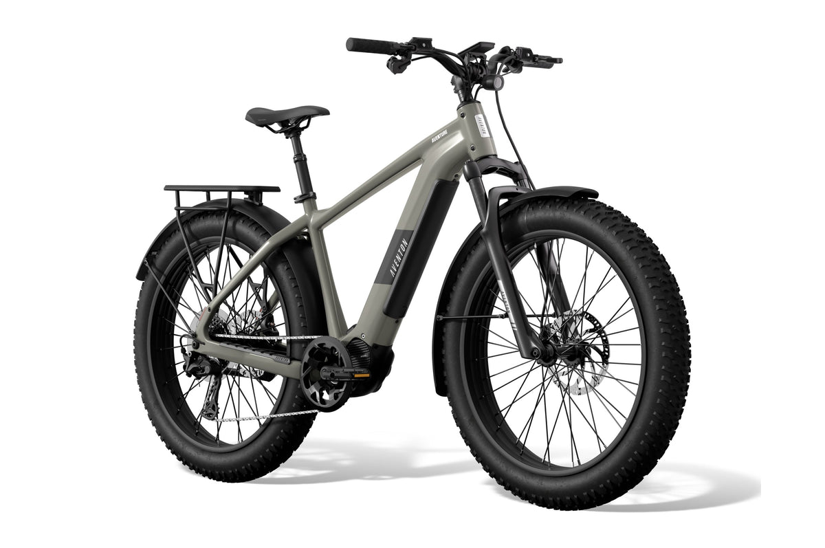 Aventon Aventure M electric bike in Basalt color, side view, displayed on a white background