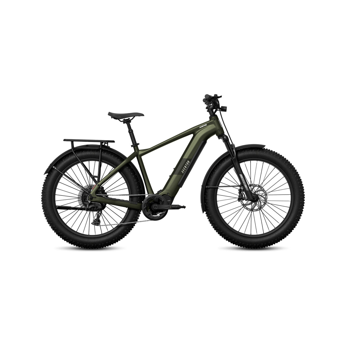 Aventon Aventure M electric bike in camouflage color, side view, isolated on white background