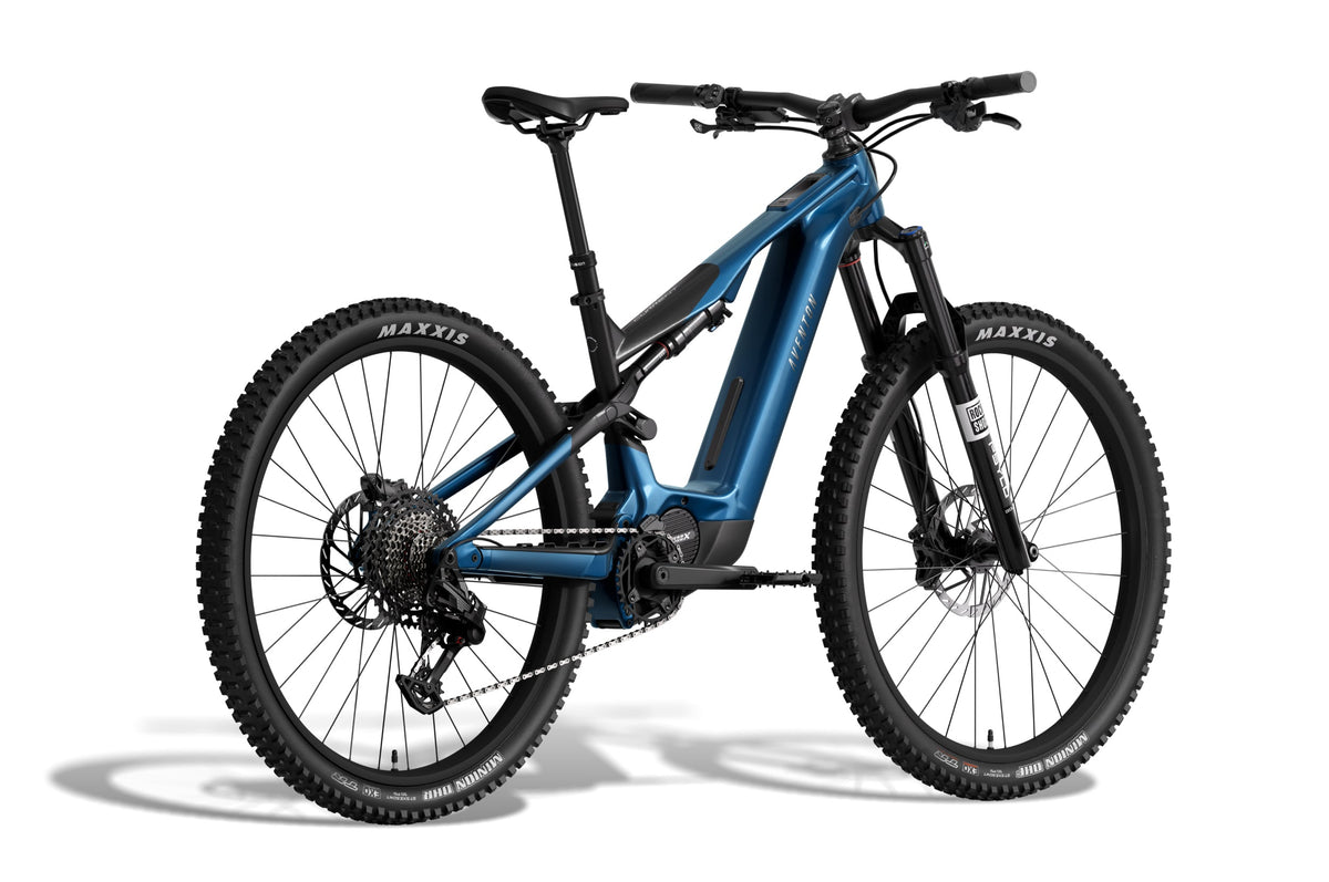 Aventon Current ADV electric bike in Blue Onyx color, side view, displayed against a white background