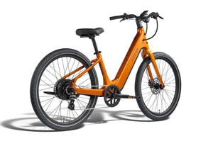 Aventon Pace 5 REC Step-Thru electric bike in Koi color, side view, showcasing step-thru frame and modern design