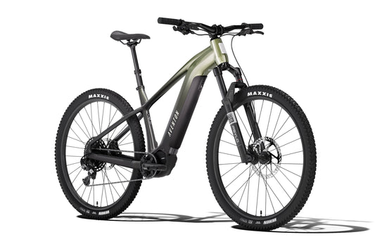 Aventon Ramblas ADV electric mountain bike in Borealis color, side view, displayed against a white background.