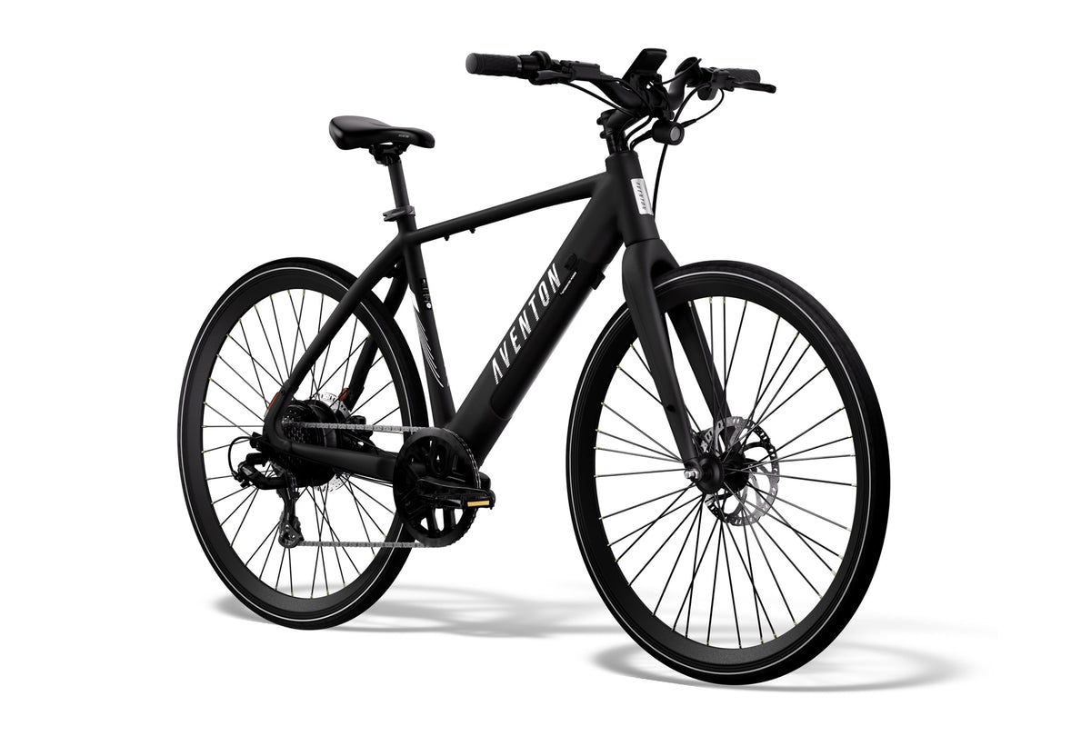 Aventon Soltera 2.5 electric bike in matte black, side view, displayed on a white background