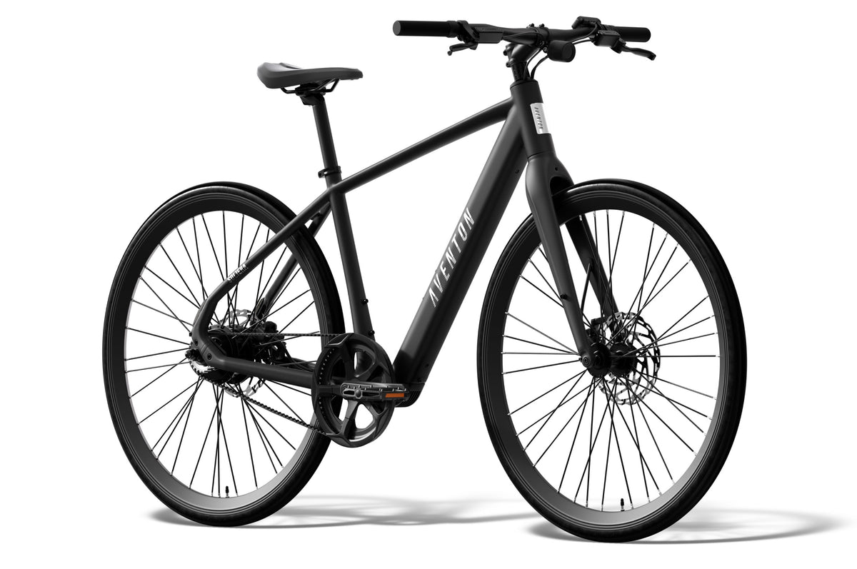 Aventon Soltera 3 ADV electric bike in Matte Midnight Black, side view, against a white background