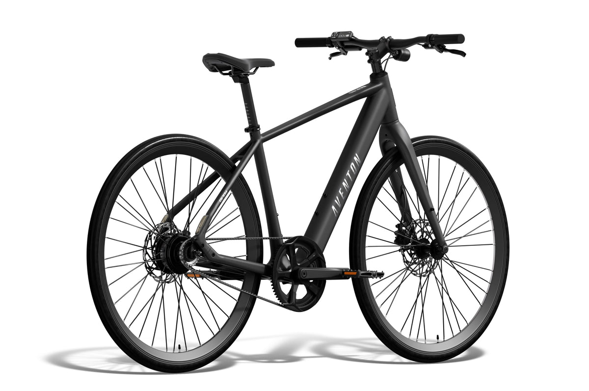 Aventon Soltera 3 ADV electric bike in Matte Midnight Black, side view, against a white background