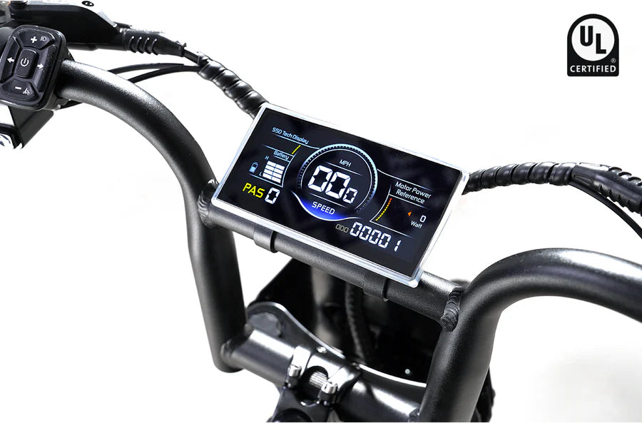 Electric bike Rictor Flexx in black color, shown from a side angle on a white background, highlighting its frame, wheels, and battery compartment.