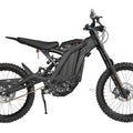 eMOTO SurRon Light Bee X Electric Dirt Bike, Trail eBike, 60v 40ah, side view, black and yellow frame, off-road tires