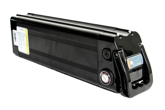 48V 15AH Silverfish battery, rectangular silver casing with black end caps, product displayed on a white background