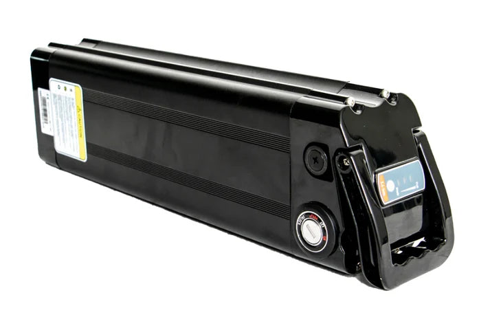 52V 21AH Silverfish battery, rectangular silver casing with black end caps, product displayed on a white background