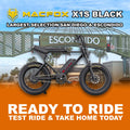 Black eMOTO eBike Macfox X1S, ready to ride, product image, model R2R, barcode 810206240045