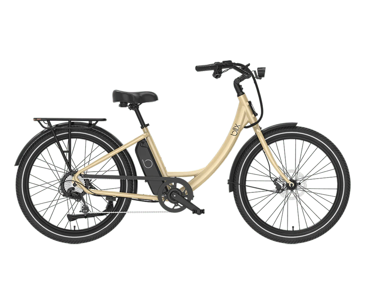 Blix Sol X Cruiser Electric Bike, 8-Speed Shifting, Pedal Assist Sensor, UL Certified, 62 lbs Step-Through Ebike, Nü Cream