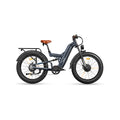 Freesky Warrior Ultra M-530 electric bike in blue-gray color, side view, showcasing its sturdy frame, fat tires, and front suspension.