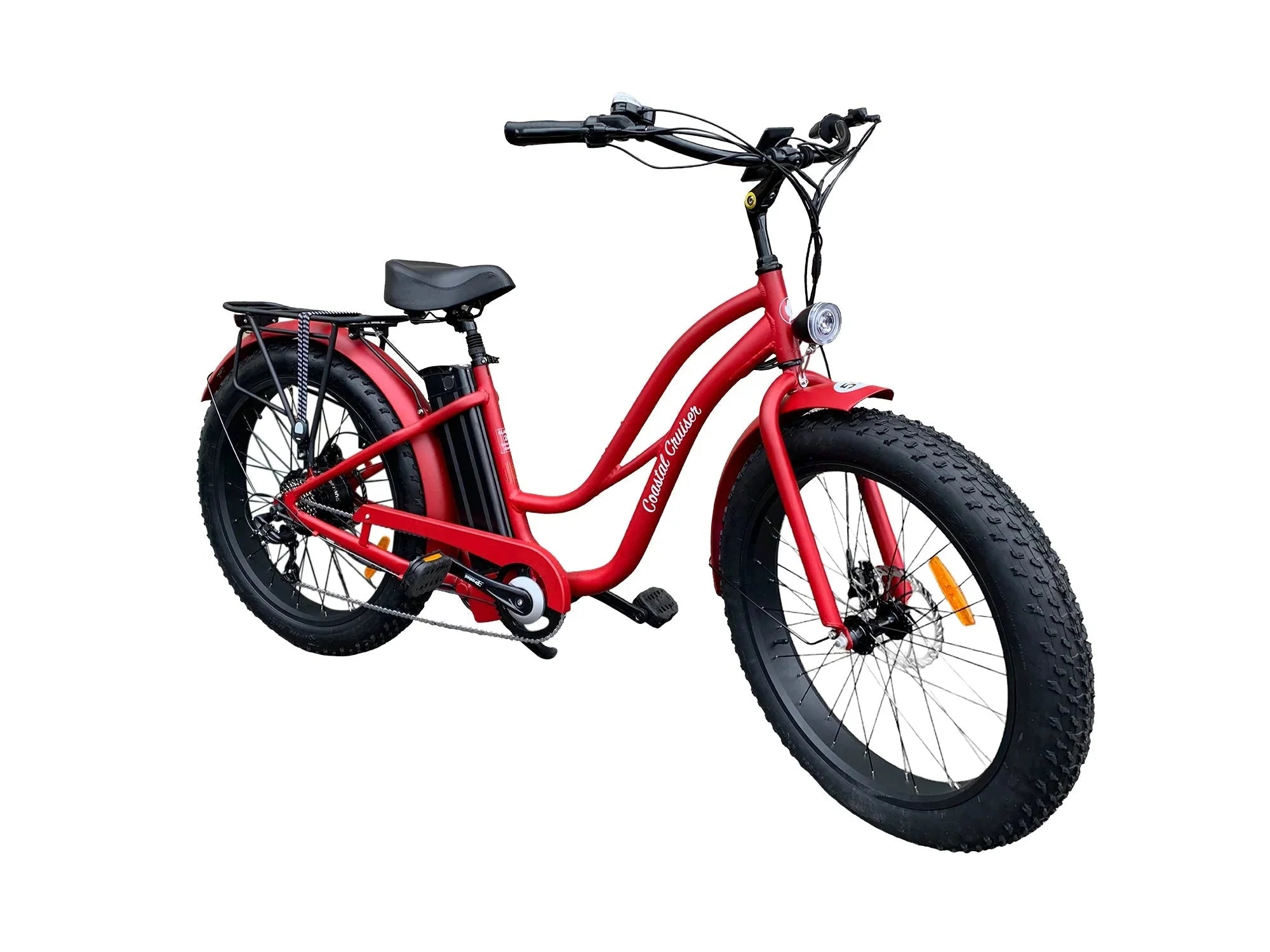Coastal Cruiser 52v 26 Thru 750W Step Thru Ebike 26x4 Fat Tire Fat Tire Electric Beach Cruiser - Fat Tire eBike - COAST|FATT|RED|0002 eBike Super Shop