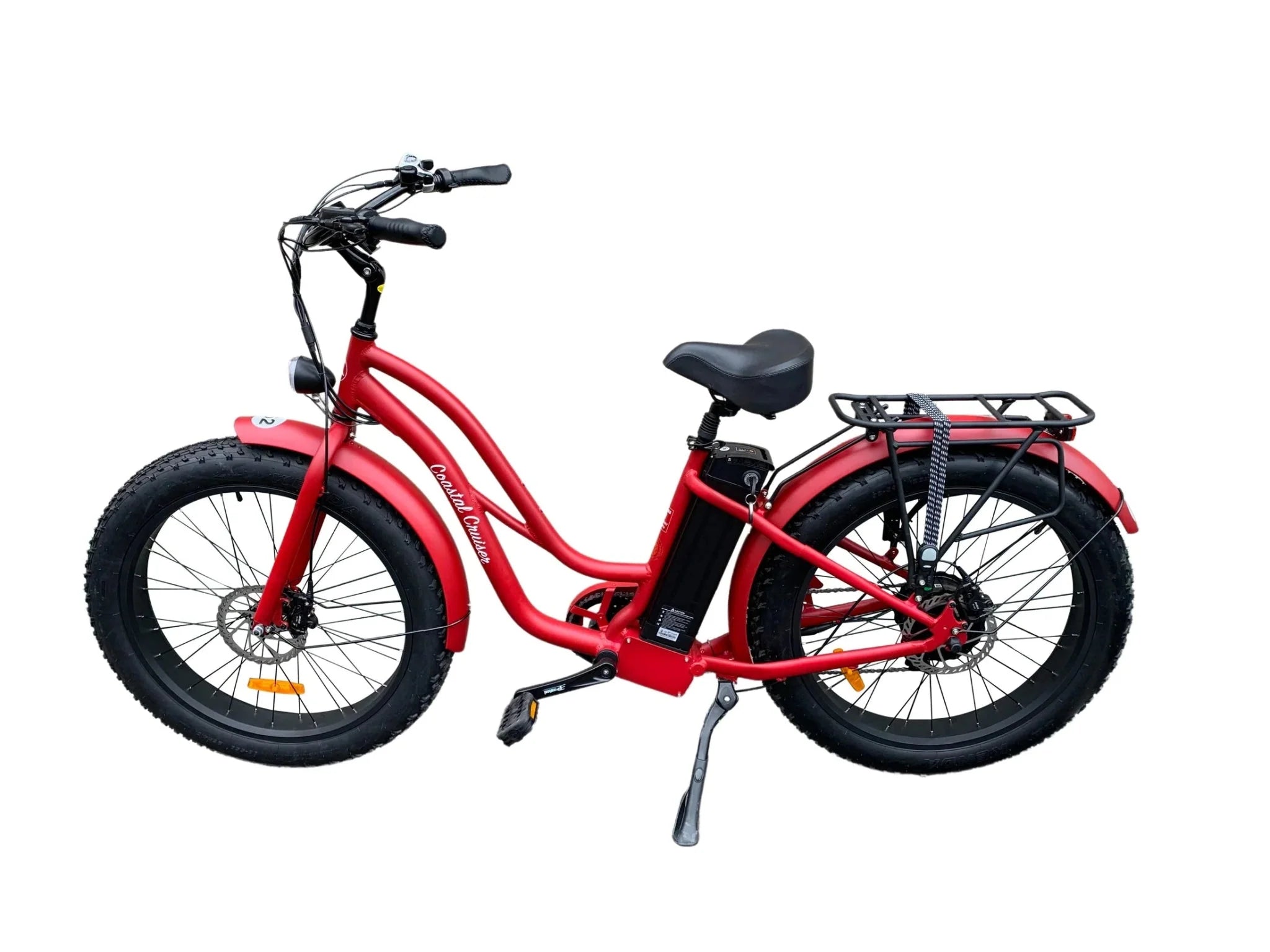 Coastal Cruiser 52v 26 Thru 750W Step Thru Ebike 26x4 Fat Tire Fat Tire Electric Beach Cruiser - Fat Tire eBike - COAST|FATT|RED|0002 eBike Super Shop