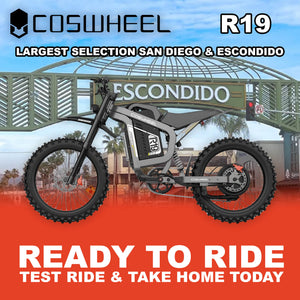 Coswheel R19 electric bike in gray color, side view, model number R2R 00810206242377