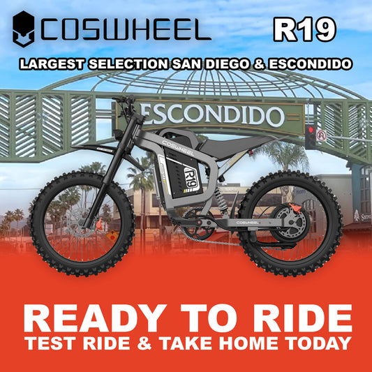 Coswheel R19 electric bike in gray color, side view, model number R2R 00810206242377