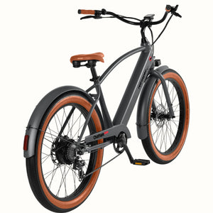 Matte graphite Retrospec Chatham Rev Plus 2 eBike, step-over frame, side view, against a plain background