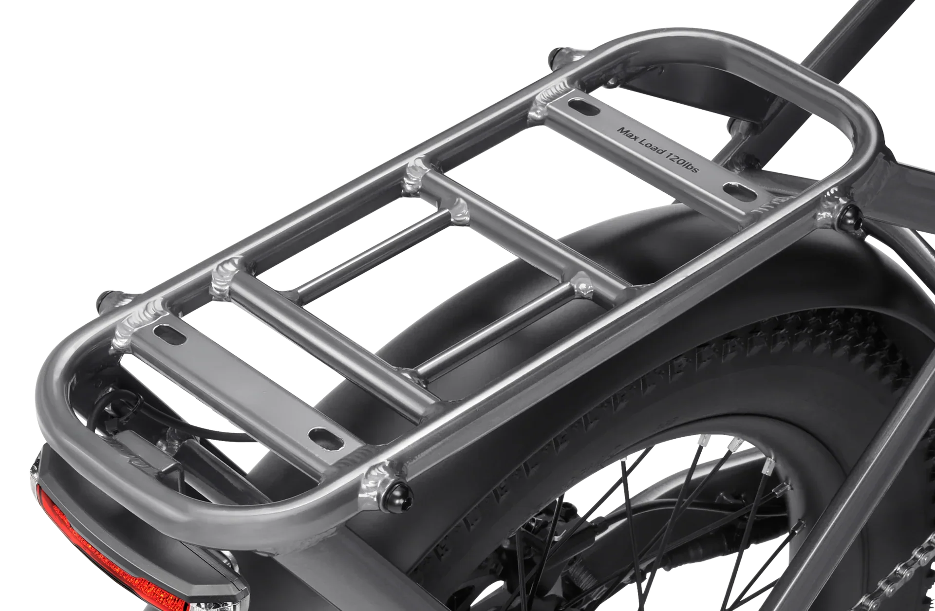 A side view of the Velotric Fold 1 Plus eBike in a folded position, showcasing its compact design, sturdy frame, and integrated battery.