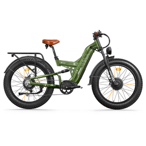 Green Freesky Warrior Pro M-530 electric bike, side view, showcasing frame design and components