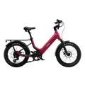 Urtopia Carbon Joy eBike in Rose Red, side view, showcasing lightweight carbon frame and modern design