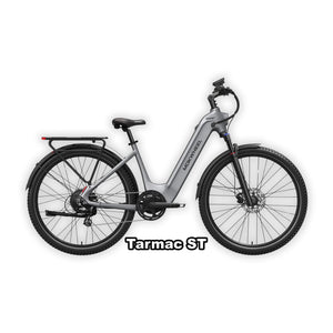 eBike Mokwheel Tarmac ST in Smoke Grey color, shown in its box, product image of the boxed grey e-bike