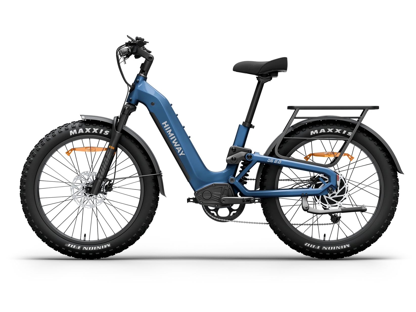 Himiway D5 2.0 ST eBike in Midnight Blue, side view, showcasing frame design and battery placement