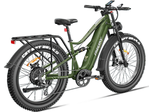 Side view of the Freesky Swift Horse Pro X-6E eBike in black, showing its fat tires, front suspension fork, and battery integrated into the frame.